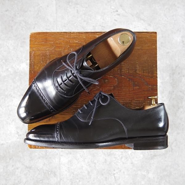 美品★ユニオンロイヤル SIZE 6.5【★パンチドキャップトゥ/UR303】カーフ/黒/メンズ/UNION ROYAL★h802