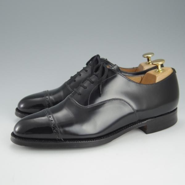 美品★チャーチ 75F/UK7.5【貴重★ブックバインダーカーフ/Barcroft】84ラスト/4都市ロゴ過渡期/パンチドキャップトゥ/黒/Church's★h812