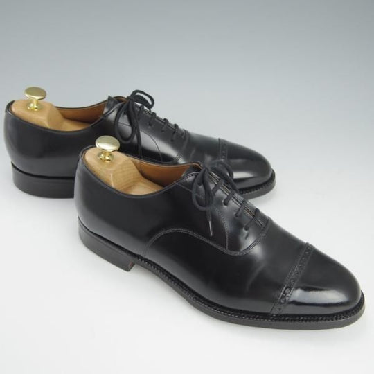 美品★チャーチ 75F/UK7.5【貴重★ブックバインダーカーフ/Barcroft】84ラスト/4都市ロゴ過渡期/パンチドキャップトゥ/黒/Church's★h812