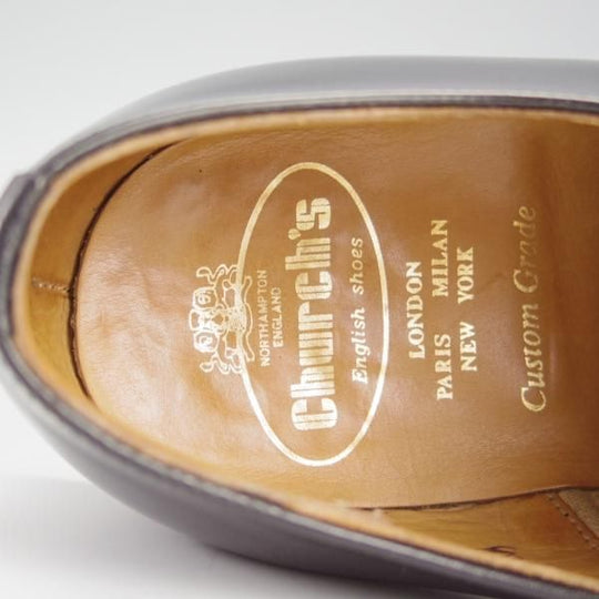 美品★チャーチ 75F/UK7.5【貴重★ブックバインダーカーフ/Barcroft】84ラスト/4都市ロゴ過渡期/パンチドキャップトゥ/黒/Church's★h812