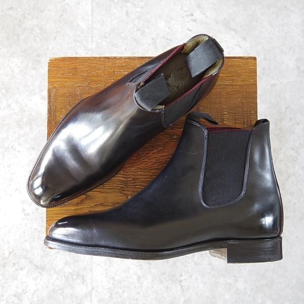 美品★(英)グレンソン製 6.5E【貴重★(仏)ラ・コルドヌリ・アングレーズ別注/LENNON】サイドゴアブーツ/カーフ/黒/メンズ/GRENSON★h831