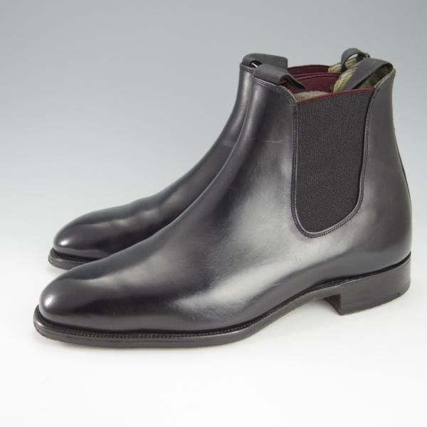 美品★(英)グレンソン製 6.5E【貴重★(仏)ラ・コルドヌリ・アングレーズ別注/LENNON】サイドゴアブーツ/カーフ/黒/メンズ/GRENSON★h831
