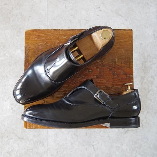 極上★(伊)サルヴァトーレ・フェラガモ 5.5EE【最上級★TRAMEZZAライン/トラメッザ】サイドモンク/黒/メンズ/Salvatore Ferragamo★h832