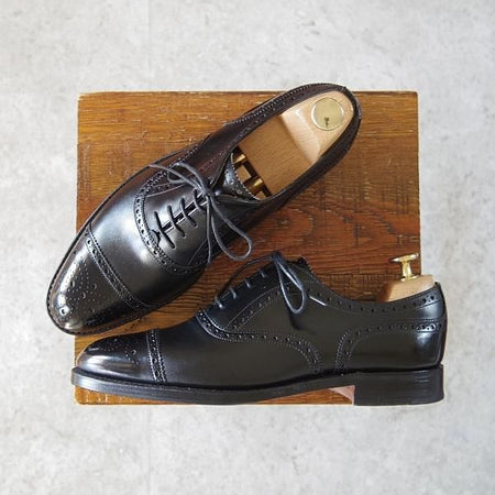 美品★(英)チーニー 6E【★ロイドフットウェア別注/Lloyd Footwear】Mシリーズ/89ラスト/セミブローグ/カーフ/黒/CHEANEY★h835