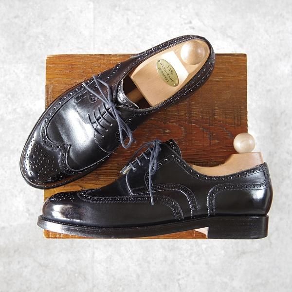 美品★(東欧)VASS/ヴァーシュ UK8.5程度【純正シューツリー付き★Budapest/ブダペスト】3636ラスト/フルブローグ/カーフ/黒★h860