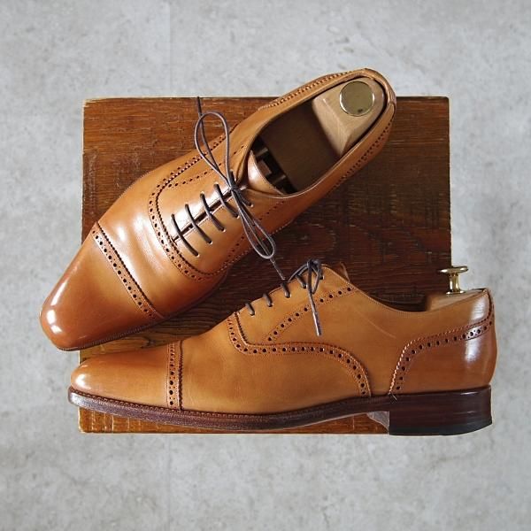 極上★(スペイン製)MEERMIN/メルミン SIZE 7【グッドイヤーウェルテッド製法★クォーターブローグ/25008】カーフ/薄茶/メンズ★h864