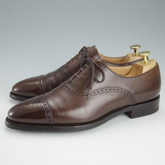 美品★クロケット&ジョーンズ 6E【定価￥86,900-★ダイナイトソール仕様/MALTON】セミブローグ/360ラスト/濃茶/Crockett&Jones★h879