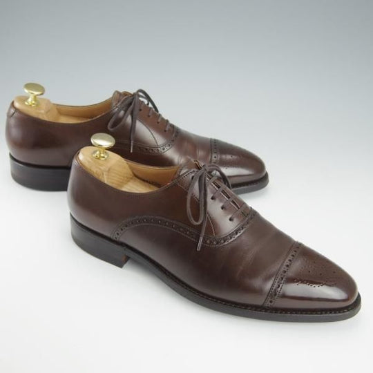 美品★クロケット&ジョーンズ 6E【定価￥86,900-★ダイナイトソール仕様/MALTON】セミブローグ/360ラスト/濃茶/Crockett&Jones★h879