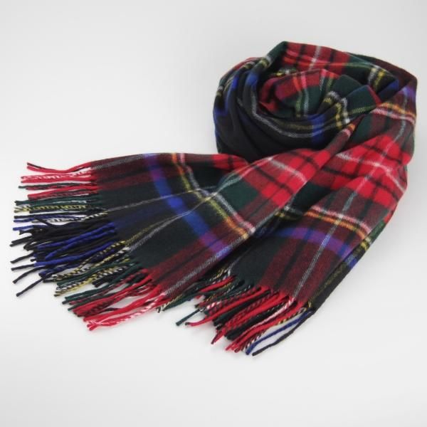 極美品★(英)JOHNSTONS/ジョンストンズ【現行定価￥68,200-★カシミヤ100%/大判ストール/Black Stewart】マフラー/タータンチェック★h886