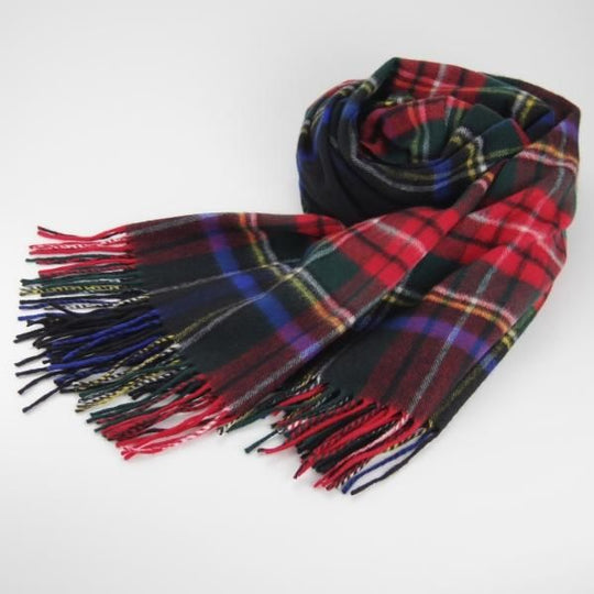 極美品★(英)JOHNSTONS/ジョンストンズ【現行定価￥68,200-★カシミヤ100%/大判ストール/Black Stewart】マフラー/タータンチェック★h886