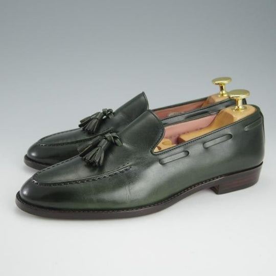 極上★三陽山長(レディース) SIZE 5【ブラックラピド製法★タッセルローファー/R2011ラスト】カーフ/深緑/SanyoYamacho★h897