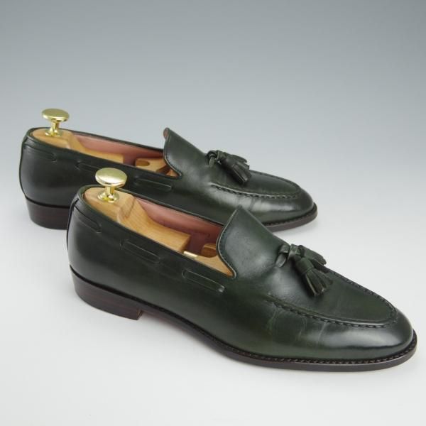 極上★三陽山長(レディース) SIZE 5【ブラックラピド製法★タッセルローファー/R2011ラスト】カーフ/深緑/SanyoYamacho★h897