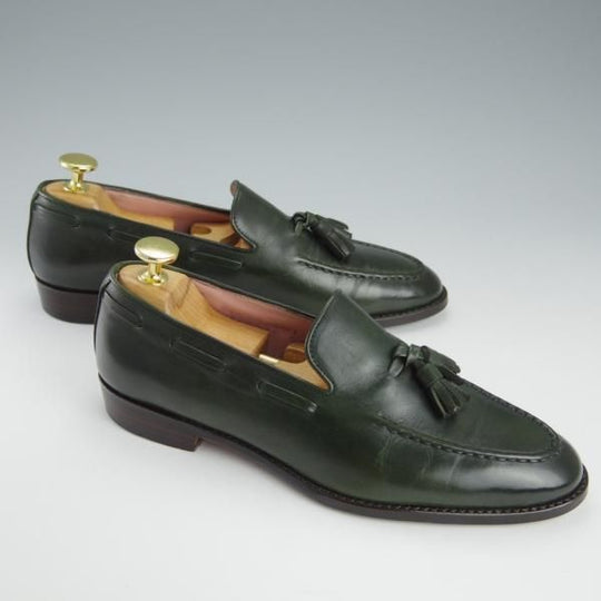 極上★三陽山長(レディース) SIZE 5【ブラックラピド製法★タッセルローファー/R2011ラスト】カーフ/深緑/SanyoYamacho★h897
