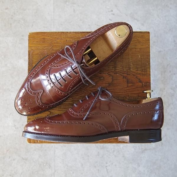 ★チャーチ 75F/UK7.5【旧チャーチ★ブックバインダーカーフ/3都市ロゴ/HICKSTEAD】84ラスト/フルブローグ/茶/メンズ/Church's★h902