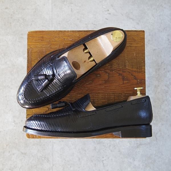 極美品★ジャランスリワヤ SIZE 6【定価￥66,000-★リザード革/タッセルローファー】EDWARDラスト/98811/黒/JALAN SRIWIJAWA★h903