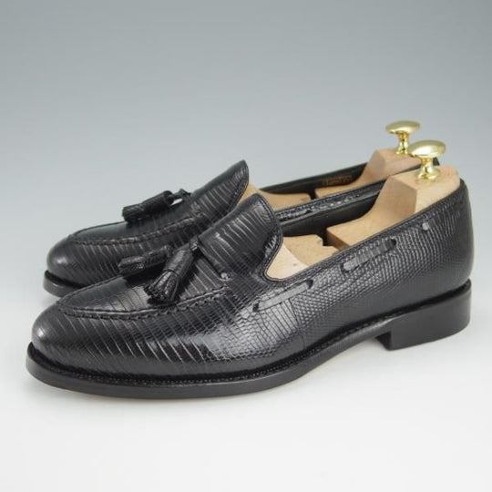 極美品★ジャランスリワヤ SIZE 6【定価￥66,000-★リザード革/タッセルローファー】EDWARDラスト/98811/黒/JALAN SRIWIJAWA★h903