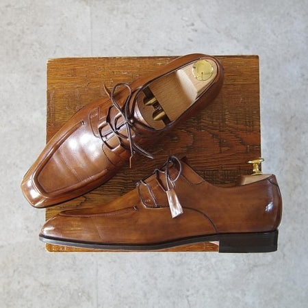 ほぼ試着程度★(伊)タニノクリスチー SIZE 5.5【定価15万円以上★Uチップ/ギリーシューズ/132311】カーフ/茶/メンズ/TANINO CRISCI★h910