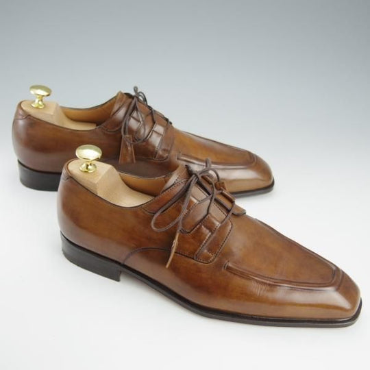 ほぼ試着程度★(伊)タニノクリスチー SIZE 5.5【定価15万円以上★Uチップ/ギリーシューズ/132311】カーフ/茶/メンズ/TANINO CRISCI★h910