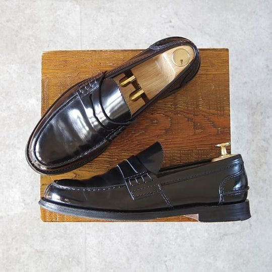 極上★チャーチ 65F/UK6.5【★コインローファー/TUNBRIDGE】126ラスト/ポリッシュドバインダーカーフ/黒/メンズ/Church's★h913