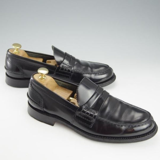 極上★チャーチ 65F/UK6.5【★コインローファー/TUNBRIDGE】126ラスト/ポリッシュドバインダーカーフ/黒/メンズ/Church's★h913