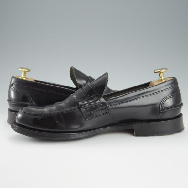 極上★チャーチ 65F/UK6.5【★コインローファー/TUNBRIDGE】126ラスト/ポリッシュドバインダーカーフ/黒/メンズ/Church's★h913