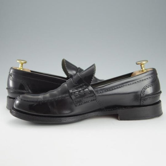 極上★チャーチ 65F/UK6.5【★コインローファー/TUNBRIDGE】126ラスト/ポリッシュドバインダーカーフ/黒/メンズ/Church's★h913