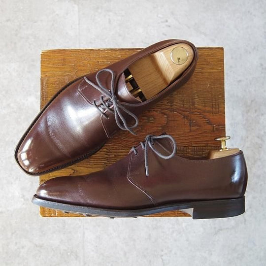 極美品★クロケット&ジョーンズ 6.5E【ハンドグレードライン★ダイナイトソール仕様/プレーントゥ】Vフロント/濃茶/Crockett&Jones★h914