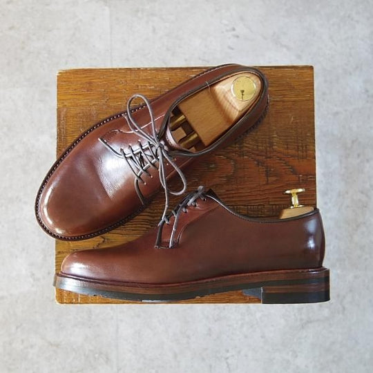 ほぼ試着程度★Oriental/オリエンタル SIZE 5【定価￥52,800-★プレーントゥ/BYRON】オイルドレザー/808ラスト/茶/メンズ★h918