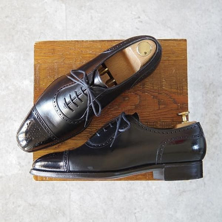 美品★三陽山長 SIZE 7【定価￥80,300-★セミブローグ/奏之介】R309ラスト/カーフ/黒/メンズ/SanyoYamacho★h919