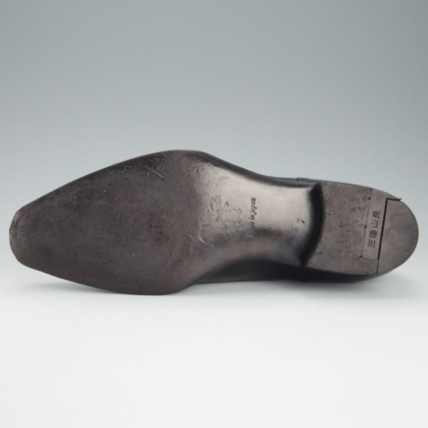 美品★三陽山長 SIZE 7【定価￥80,300-★セミブローグ/奏之介】R309ラスト/カーフ/黒/メンズ/SanyoYamacho★h919