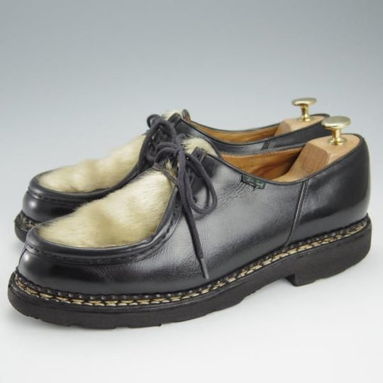 ★パラブーツ SIZE 42【貴重★フォック仕様(アザラシの毛皮)/ミカエル/MICHAEL】チロリアンシューズ/黒/Paraboot★h928