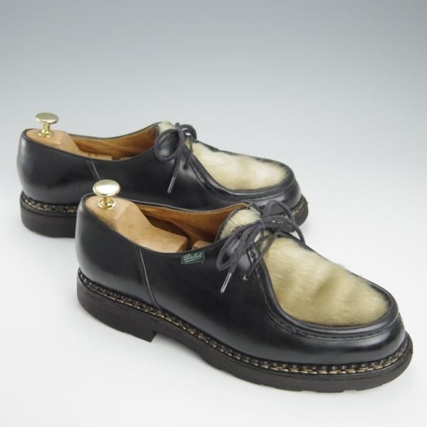 ★パラブーツ SIZE 42【貴重★フォック仕様(アザラシの毛皮)/ミカエル/MICHAEL】チロリアンシューズ/黒/Paraboot★h928
