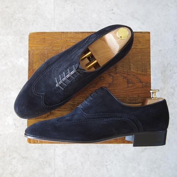 未使用★(伊)アルティオリ SIZE 8.5【定価15万円以上★CERVINO別注/クォーターブローグ】スエード/黒/スター・アルティオリ/Star ARTIOLI★h929