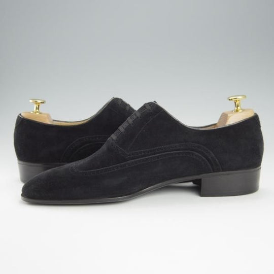 未使用★(伊)アルティオリ SIZE 8.5【定価15万円以上★CERVINO別注/クォーターブローグ】スエード/黒/スター・アルティオリ/Star ARTIOLI★h929