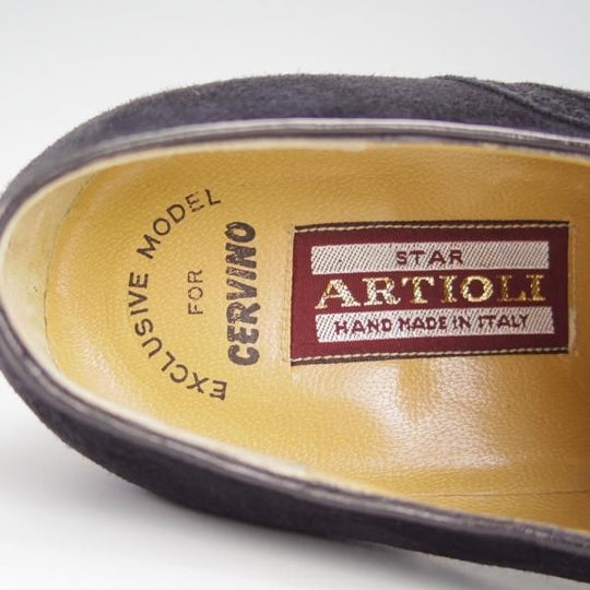 未使用★(伊)アルティオリ SIZE 8.5【定価15万円以上★CERVINO別注/クォーターブローグ】スエード/黒/スター・アルティオリ/Star ARTIOLI★h929