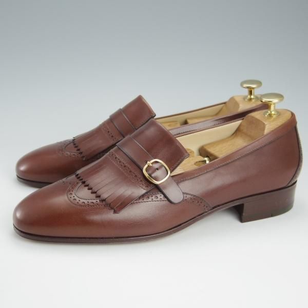 未使用★(伊)タニノクリスチー SIZE 7【デッドストック品★FRAZOSO/キルトモンク】108311/カーフ/茶/メンズ/TANINO CRISCI★h935