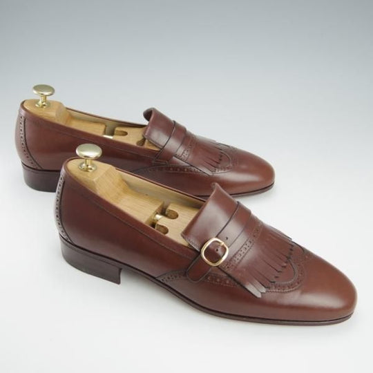 未使用★(伊)タニノクリスチー SIZE 7【デッドストック品★FRAZOSO/キルトモンク】108311/カーフ/茶/メンズ/TANINO CRISCI★h935