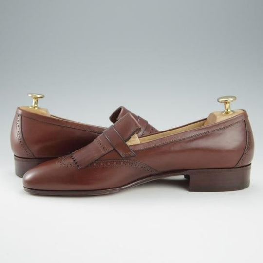 未使用★(伊)タニノクリスチー SIZE 7【デッドストック品★FRAZOSO/キルトモンク】108311/カーフ/茶/メンズ/TANINO CRISCI★h935