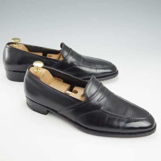 ★(英)ジョージ・クレバリー UK9程度【ビスポーク品★現在の製作費80万円以上/コインローファー】カーフ/黒/メンズ/GEORGE CLEVERLEY★h937