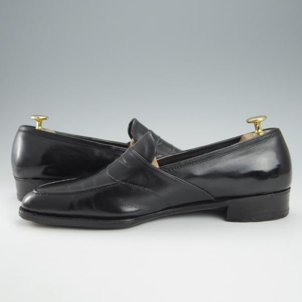 ★(英)ジョージ・クレバリー UK9程度【ビスポーク品★現在の製作費80万円以上/コインローファー】カーフ/黒/メンズ/GEORGE CLEVERLEY★h937