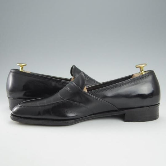 ★(英)ジョージ・クレバリー UK9程度【ビスポーク品★現在の製作費80万円以上/コインローファー】カーフ/黒/メンズ/GEORGE CLEVERLEY★h937