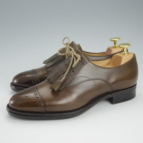 美品★三陽山長(レディース) SIZE 5【パターンオーダー品★矢筈仕上げ/スペードソール仕様】セミブローグ/濃茶/Sanyo Yamacho★h938