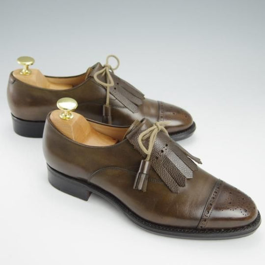 美品★三陽山長(レディース) SIZE 5【パターンオーダー品★矢筈仕上げ/スペードソール仕様】セミブローグ/濃茶/Sanyo Yamacho★h938