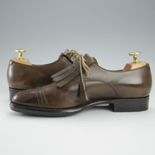美品★三陽山長(レディース) SIZE 5【パターンオーダー品★矢筈仕上げ/スペードソール仕様】セミブローグ/濃茶/Sanyo Yamacho★h938
