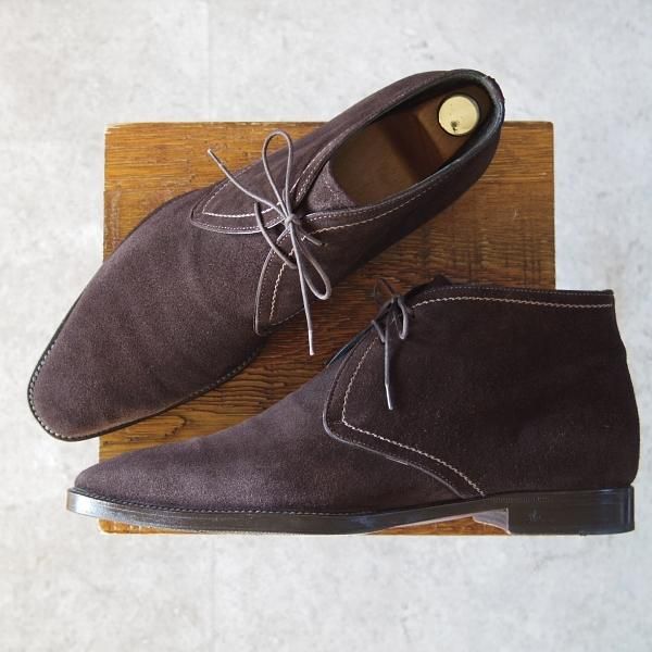 美品★(伊)タニノクリスチー SIZE 9【定価15万円以上★最後期のチャッカブーツ/135914】スエード/濃茶/メンズ/TANINO CRISCI★h944