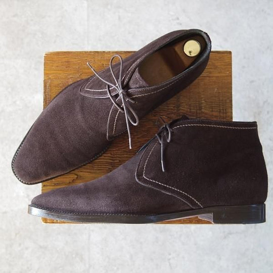 美品★(伊)タニノクリスチー SIZE 9【定価15万円以上★最後期のチャッカブーツ/135914】スエード/濃茶/メンズ/TANINO CRISCI★h944