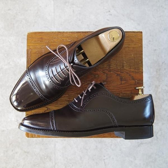 ★宮城興業/謹製誂靴 UK7程度【オーダー品★クォーターブローグ/濃茶】カーフ/メンズ/MIYAGI KOGYO★h951