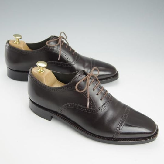 ★宮城興業/謹製誂靴 UK7程度【オーダー品★クォーターブローグ/濃茶】カーフ/メンズ/MIYAGI KOGYO★h951