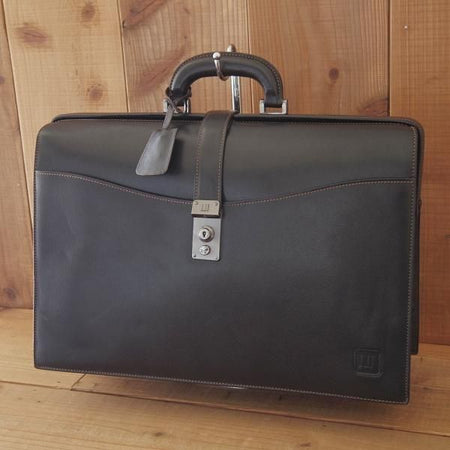 極上★ダンヒル/dunhill【イタリア製★レザー/ダレスバッグ/黒】メンズ/ビジネス/バッグ/ブリーフケース/革/鞄★N5805