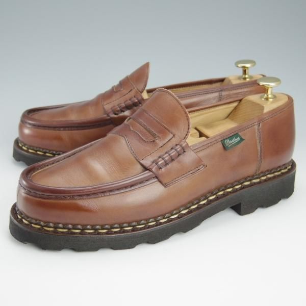 極美品★パラブーツ SIZE 7【定価￥79,200-★ランス/REIMS/マロン】MARRON/コインローファー/リスレザー/茶/メンズ/Paraboot★h965
